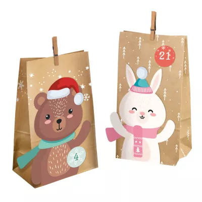 Adventskalender, Papiertüten, Tiere, Winter, Adventskalender
