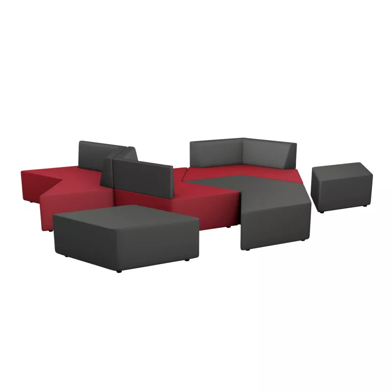 Sofa, Modulsofa, Ottomane, Sitzgruppe, Rot/grau
