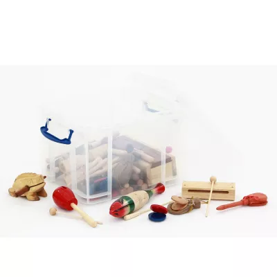Musikinstrumenten-Set, Holzspielzeug, Mini-Botuhr, Rassel, Kästen-Transportspielzeug