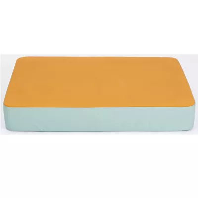 Matratze, Bettauflage, Orangene Oberfläche, Hellblaues Seitenband, Kuscheltier-Style Matratze