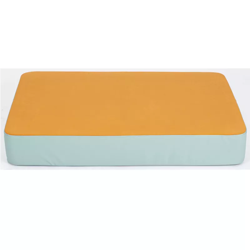 Matratze, Bettauflage, Orangene Oberfläche, Hellblaues Seitenband, Kuscheltier-Style Matratze