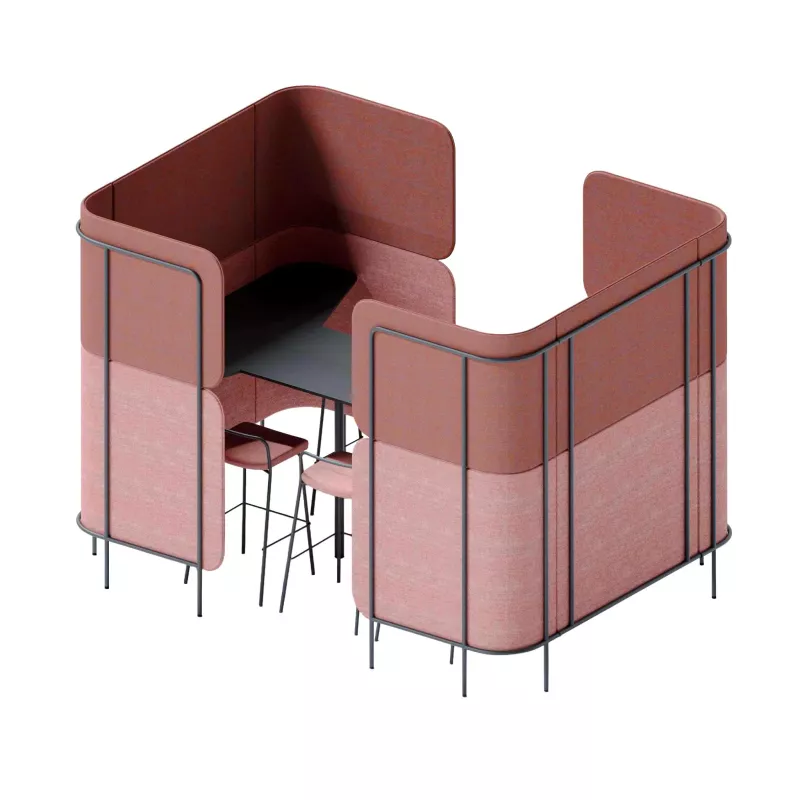 Kaffeebar, Sitzgruppe, Hochlehner-Sessel, Rosenholz, Kantinenplatz