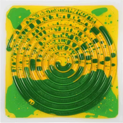 vinyl, Spirale, grün, gelb, abstrakt