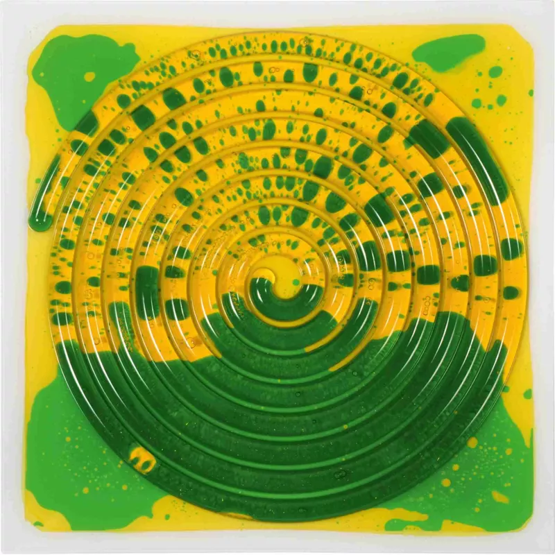 vinyl, Spirale, grün, gelb, abstrakt