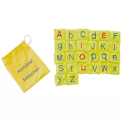 Buchstaben, Alphabet, Säckchen, Puzzlesteine, Lernspiel