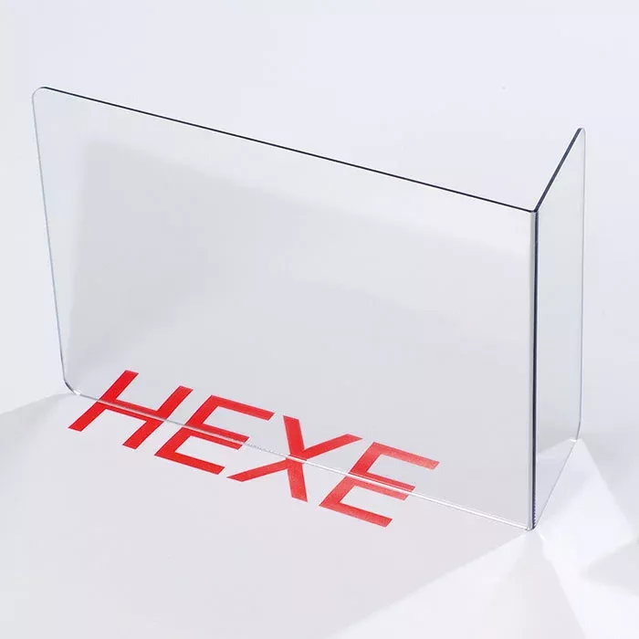 klare akryl, Display-Ständer, transparentes Paneel, Acrylschutz, HEXE-Logo