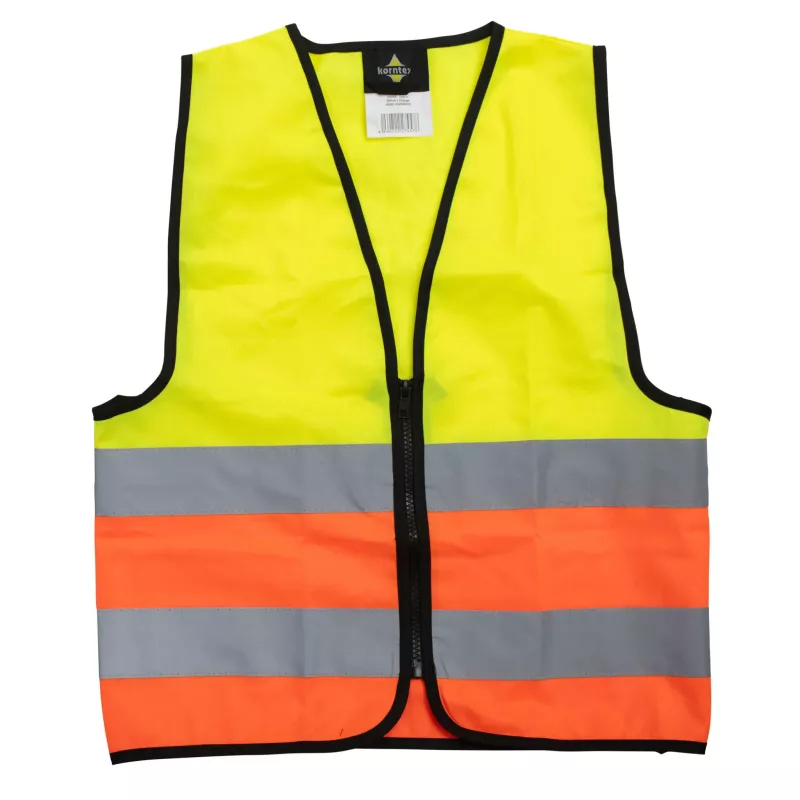high-visibility, reflektierende Weste, Sicherheitsweste, Neon Gelb, orange Streifen