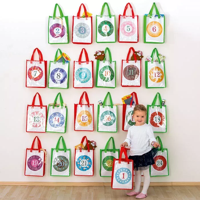 Adventskalender, Taschen, Kinder, Bunte Taschen, Nummerierte Taschen
