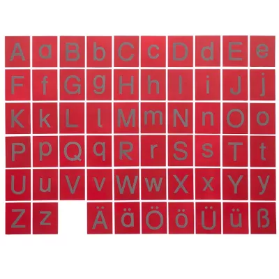 alphabet, letters, red tiles, uppercase, german umlauts