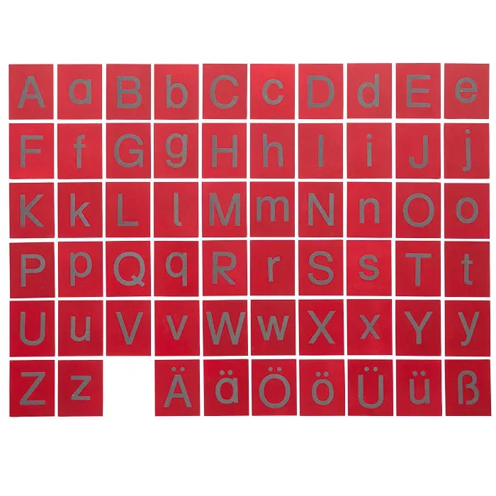 alphabet, letters, red tiles, uppercase, german umlauts