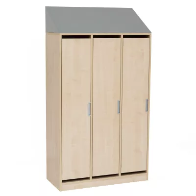 Kleiderschrank, Schrank, Holz, Dreifachschrank, Schrank mit Dach