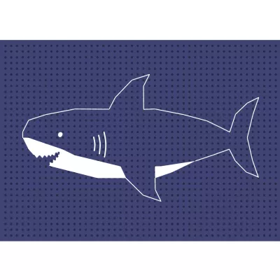 hai, cartoon, umriss, fisch, marineblauer hintergrund