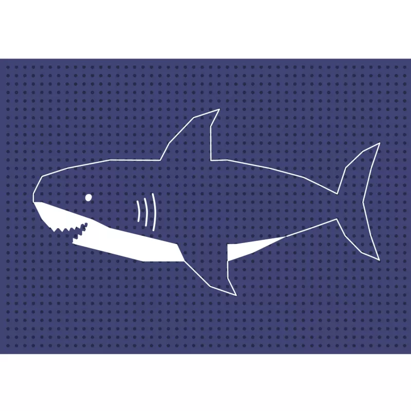 hai, cartoon, umriss, fisch, marineblauer hintergrund