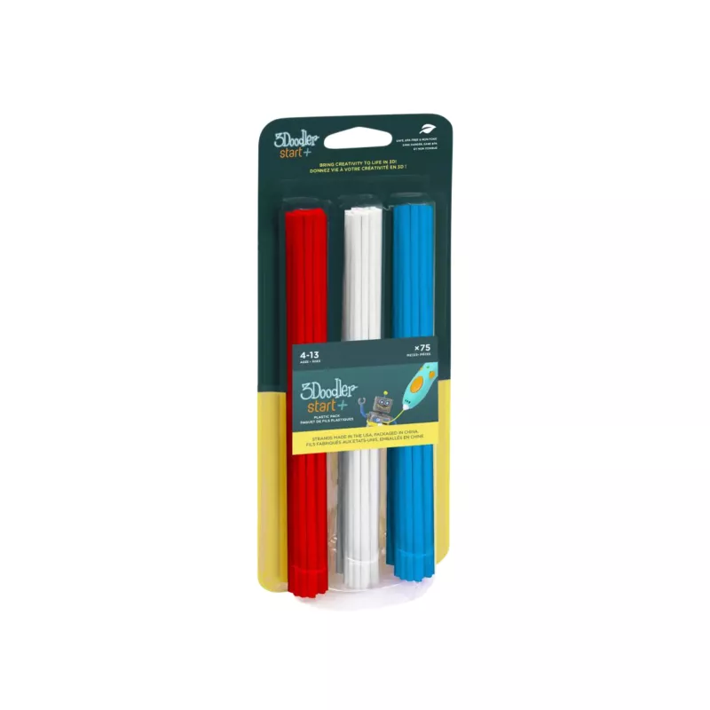 3Doodler Start, 3D printing sticks, gefarbte Plastikstäbe, rot weiß blau, kinderfreundliches Set