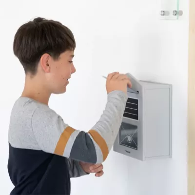 postfach, briefkasten, klingelgriff, wandmontiert, briefkasten-wechselgriff