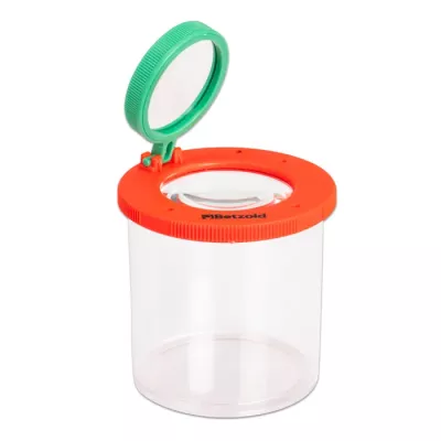 transparent jar, screw-top lid, green lid, orange rim, storage jar