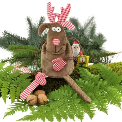 Weihnachtsdeko, Plüschtier, Rentier, Stofffigur, Wichtel