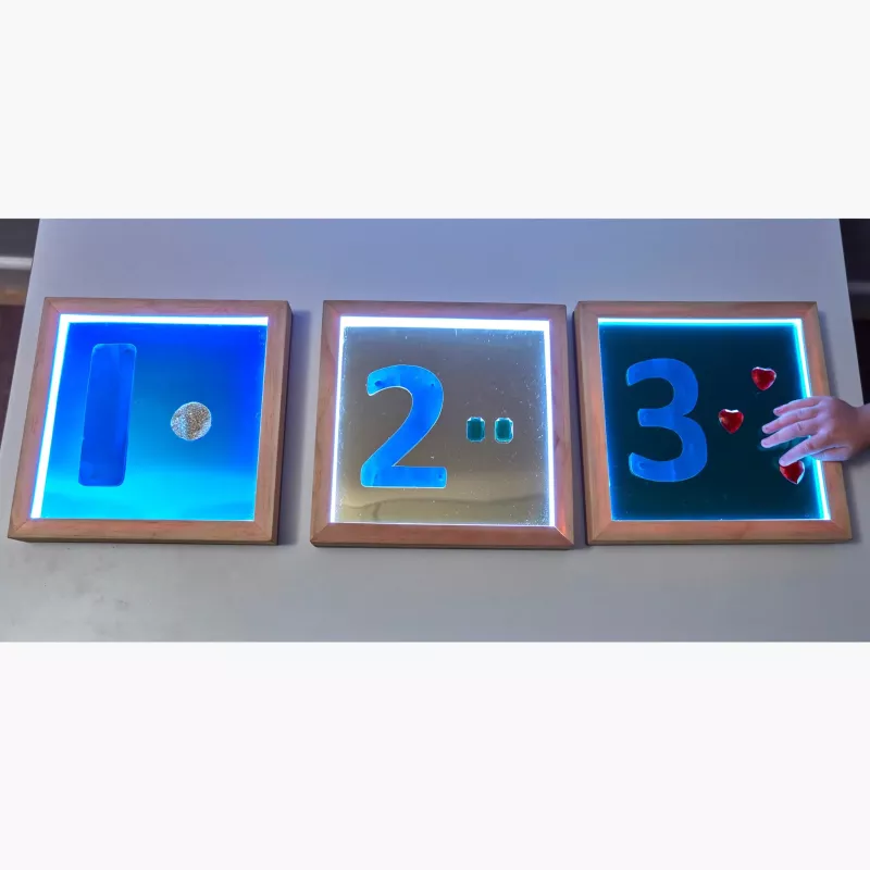zahlen, rahmen, blau, 3-teilig, handkontakt
