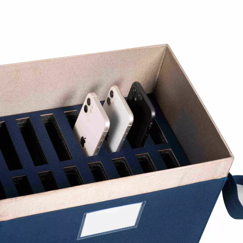 Handy-Organizer, Aufbewahrungsbox, Fächer, Textil, Blau-Beige