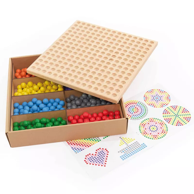Holzbrett, magnetisches Steckspiel, bunte Kugeln, Sticker-Set, Lernspielzeug