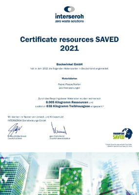 Zertifikat, Ressourcen, SAVED 2021, Papier, Karton