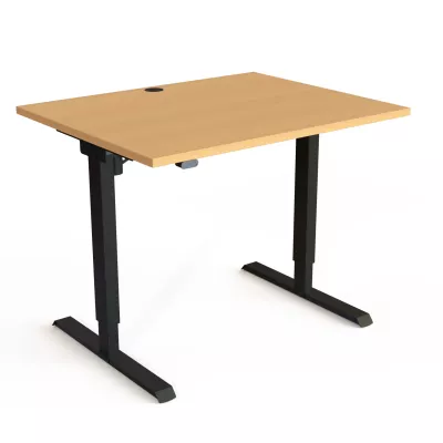 Schreibtisch, Holzoberfläche, verstellbarer Tisch, Metallgestell, Kabeldurchführung