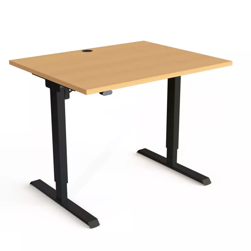 Schreibtisch, Holzoberfläche, verstellbarer Tisch, Metallgestell, Kabeldurchführung