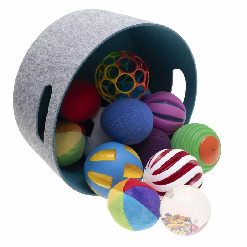 Ballensortiment, Kinderspielzeug, Softball, Springbälle, Aufbewahrungskorb