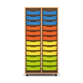Mittelhohes Regal, 143,9 x 73,1 x 48, mit 24 Boxen