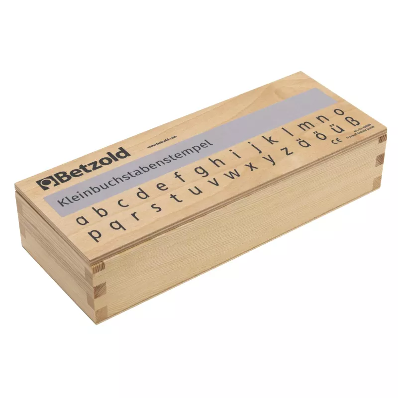 Holzstempel, Kleinbuchstabenset, Alphabetstempel, Stempelbox, Holzarbeit