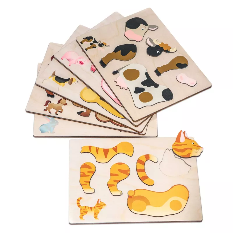 Holzpuzzle, Tierpuzzle, Tierformen, Kinderpuzzle, Puzzlespiel