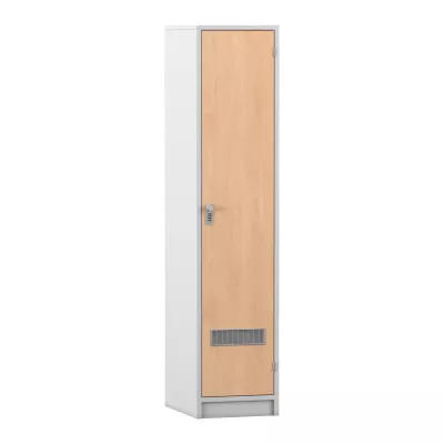 Schrank, Spind, Metallrahmen, Holztür, Lüftungsgitter