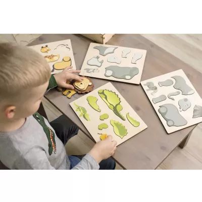 Kinderpuzzle, Holzpuzzle, Dinosaurier, Tierkarten, Löwe