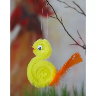 Hängedeko, Kreisel, Kleines Tierchen, Gelb, Federschwanz