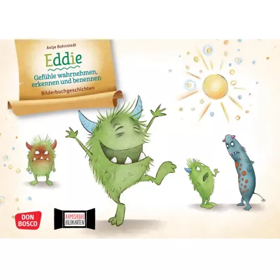 Kinderbuch, Monster, Grün, Sonne, Cartoon