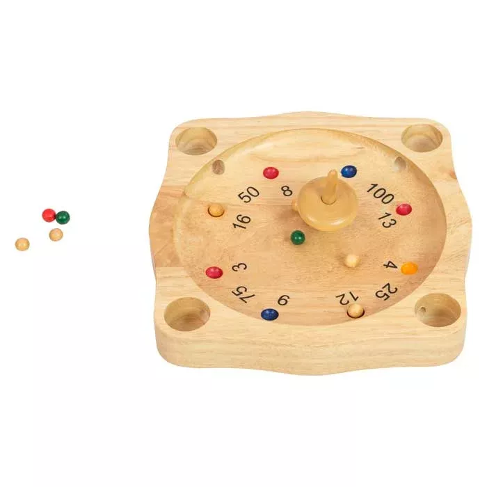 Holzspiel, Ringdreher, Zahlenscheibe, Holzspielzeug, Kügelchen