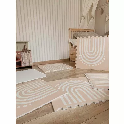 Playmat, Schaumstoff-Puzzle, rosa-beige, geometrisches Muster, Kinderzimmer-Deko