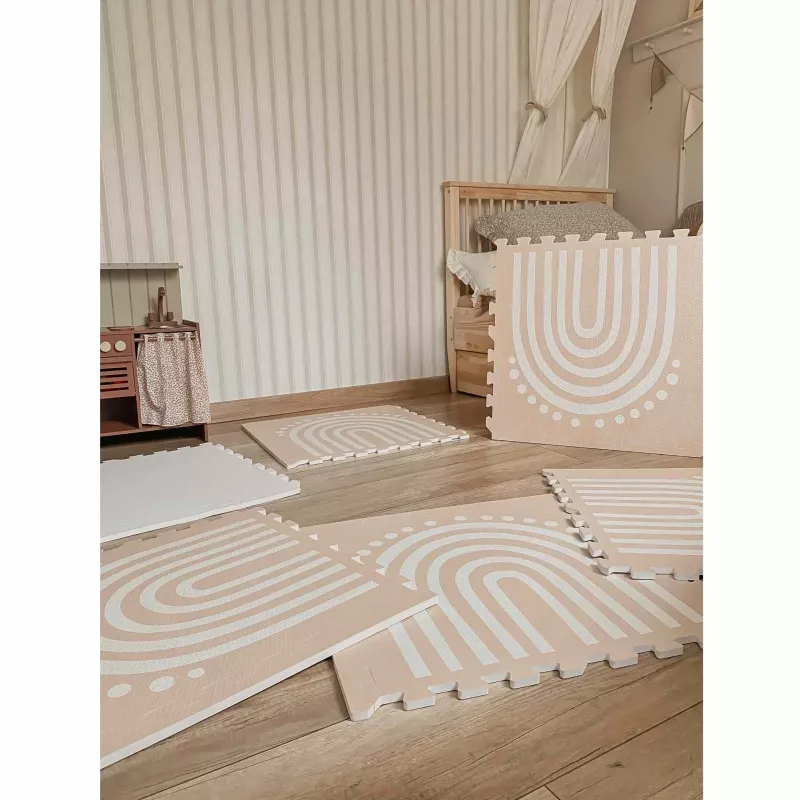 Playmat, Schaumstoff-Puzzle, rosa-beige, geometrisches Muster, Kinderzimmer-Deko
