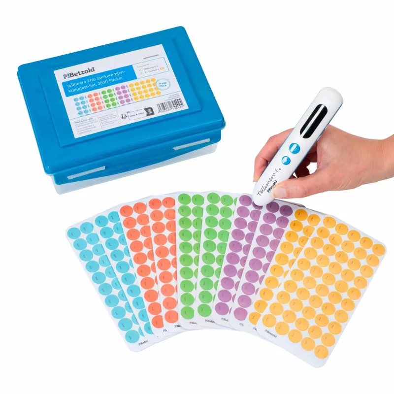 Stiftesatz, Stickerbogen, Multicolor, Tafelstickers, Stift mit Anzeige