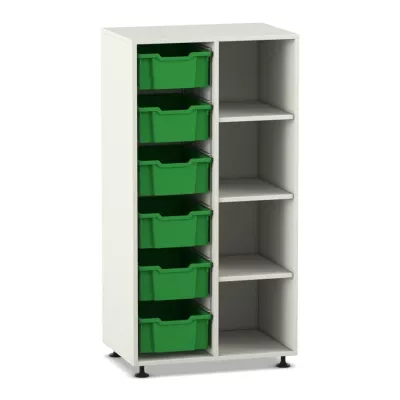 Schubladenkasten, Aufbewahrung, Kunststoffeinsätze, Grüne Boxen, Regal