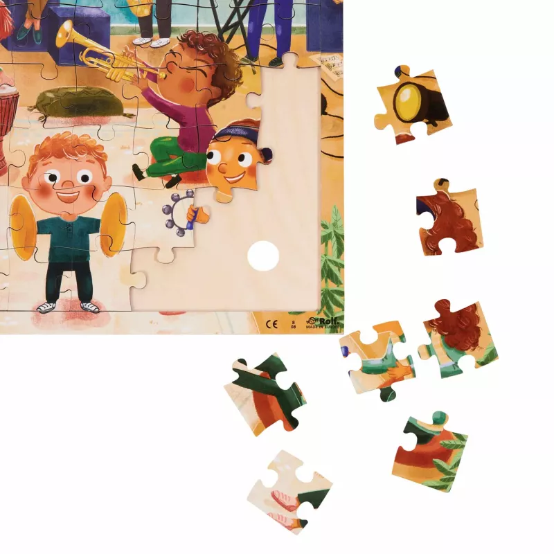 Puzzle, Puzzle-Stücke, Kinder-Puzzle, Cartoonfiguren, Bunte Szene