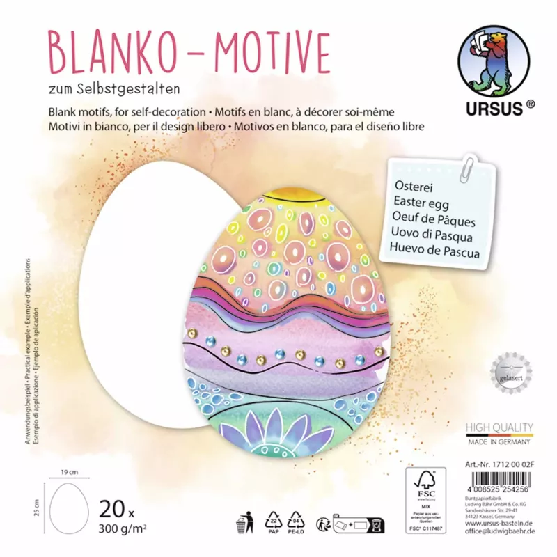 Ostern Ei, Dekorationsmotiv, Blanko-Ei, Kunstpapier, Farbreiches Muster