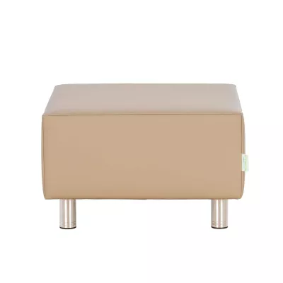 ottoman, beige, Leder, Hocker, Metallbeine
