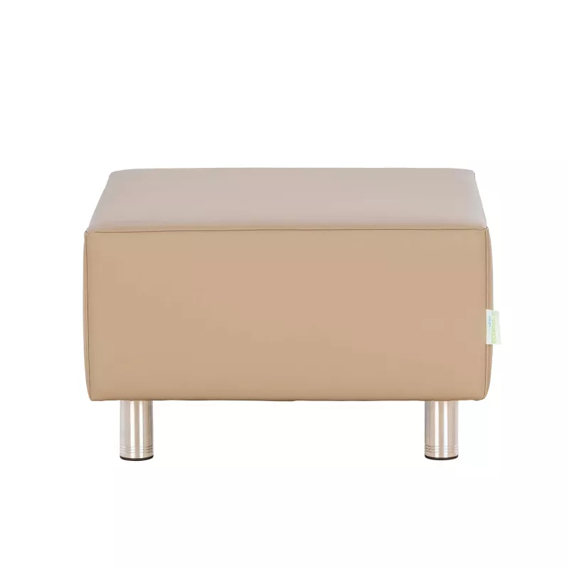 ottoman, beige, Leder, Hocker, Metallbeine
