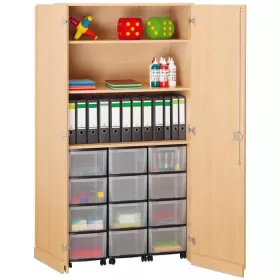 Garagenschrank, 190 x 94,4 cm, mit 3 Rollcontainern und 12 Boxen