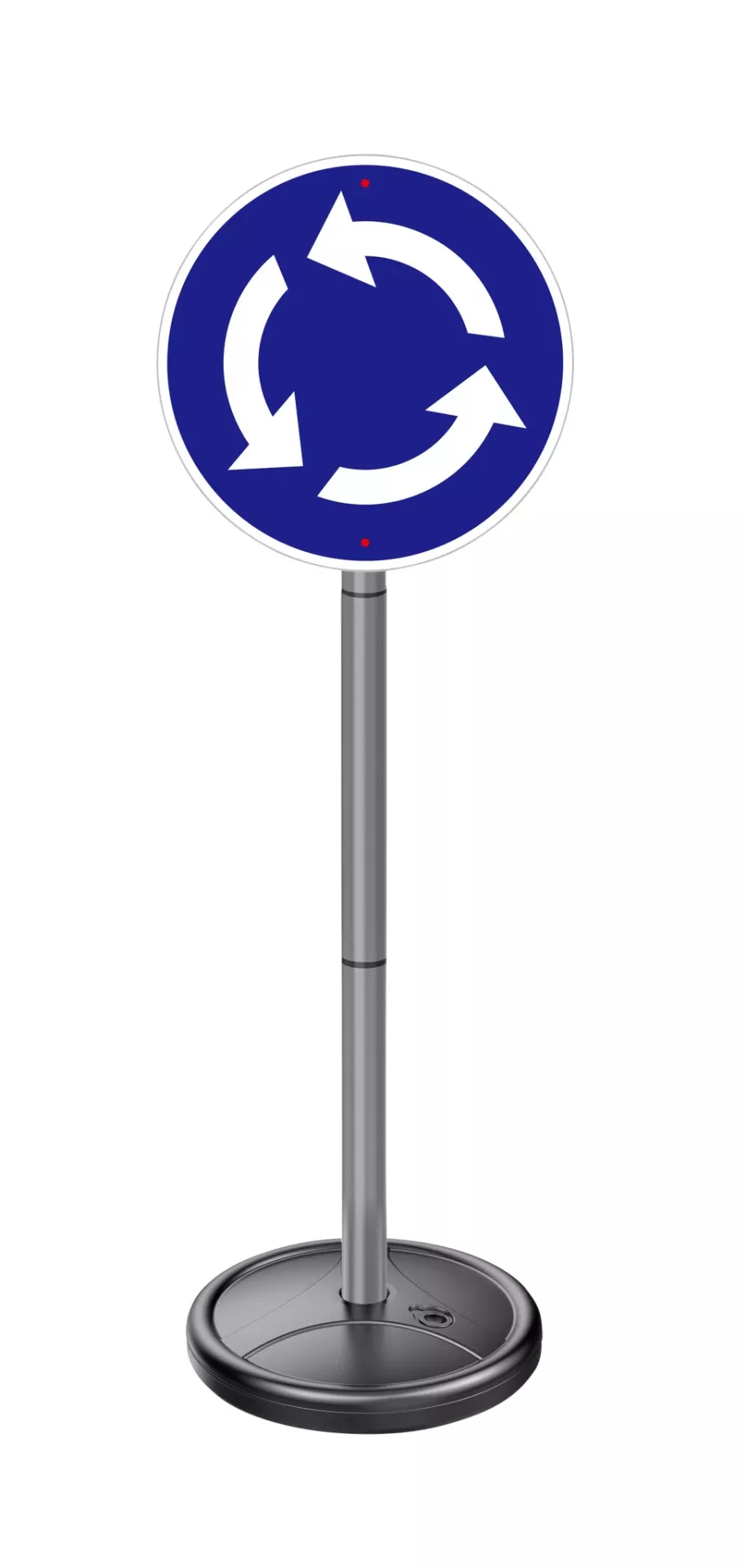 Verkehrszeichen, Kreisverkehr, Rundzeichen, Stahlstange, Standfuß
