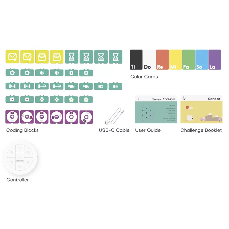 USB-C, Controller, Color Cards, Coding Blocks, Sensor