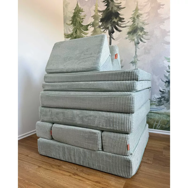 sofa-kissen, modulare sitzgelegenheiten, graue polsterung, corduroy-struktur, gestapelte kissen