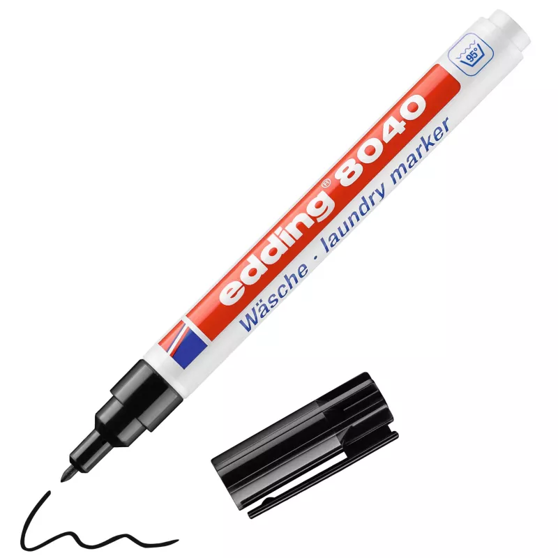 Wäschemarker, schwarze Tinte, Rundspitze, Kunststoffgehäuse