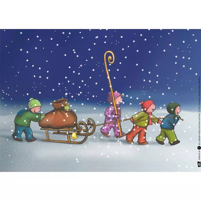 Schlitten, Weihnachten, Winter, Kinder, Pulk